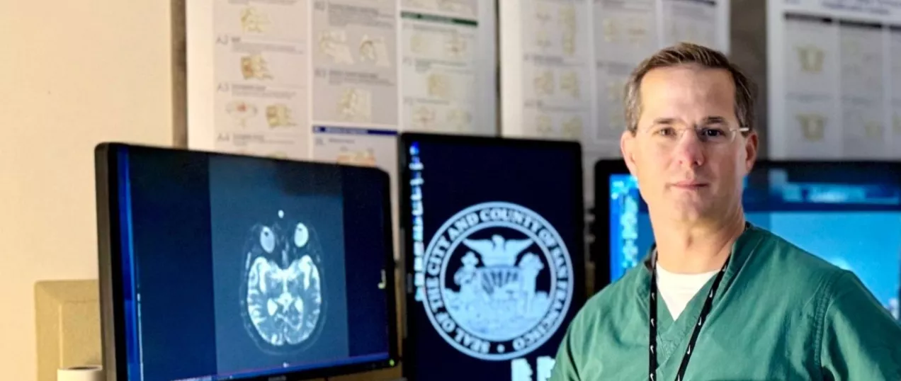 Radiologist in reading room