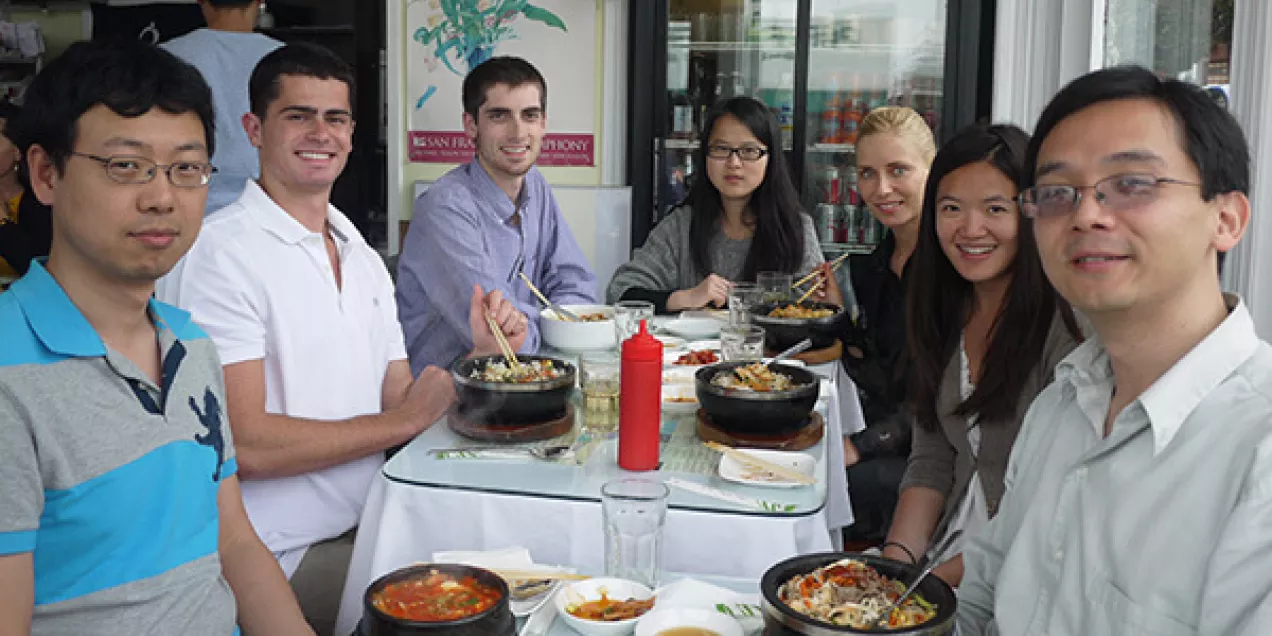 people eating dinner together