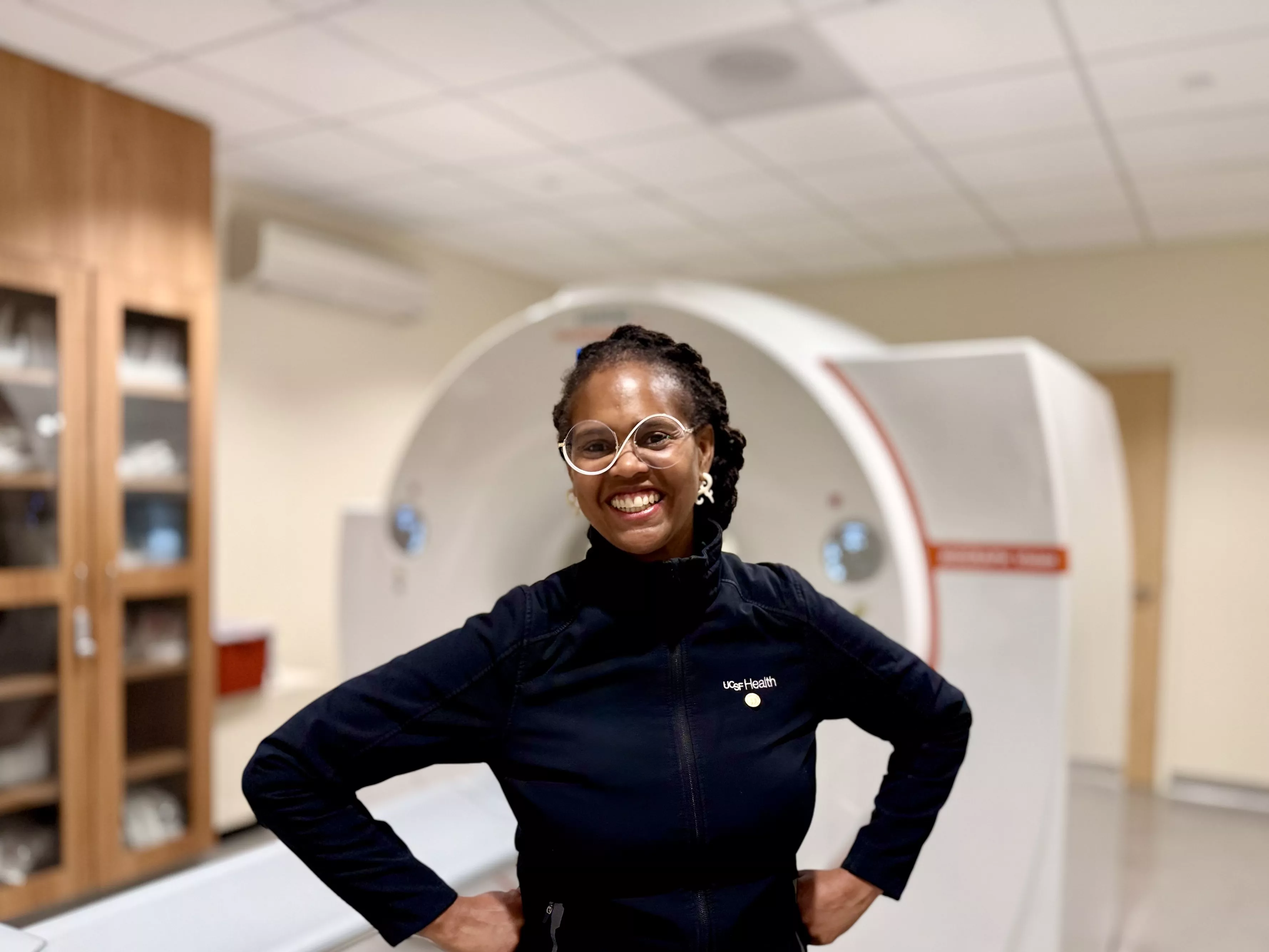 Erika Padilla-Morales in from of an MRI machine