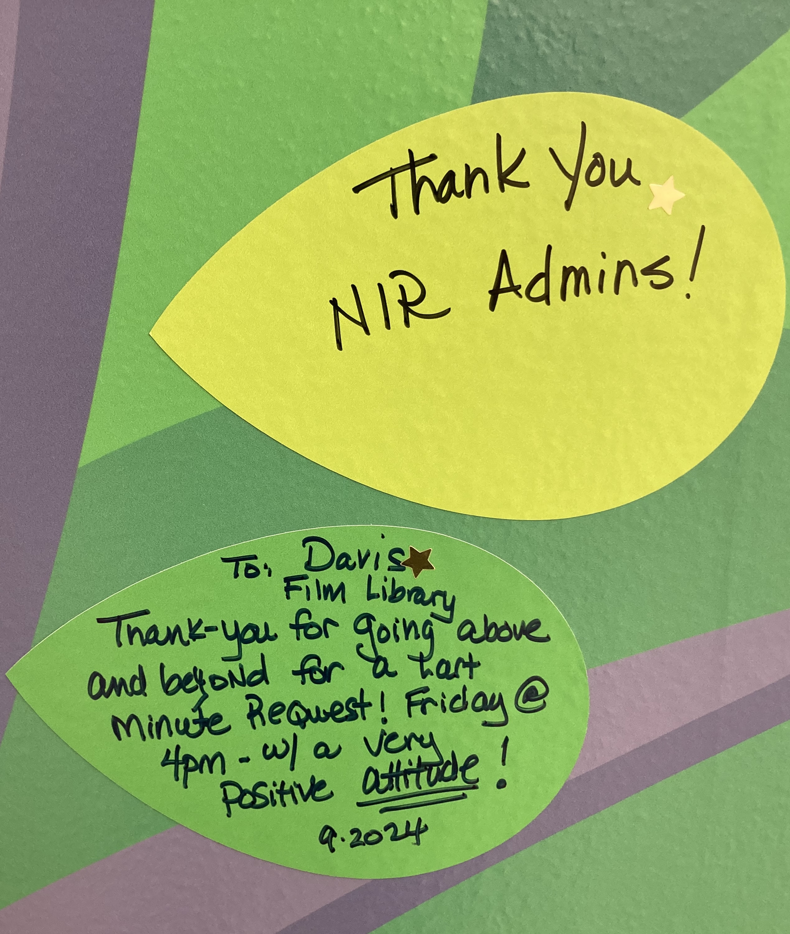 Painted leaves with two written messages